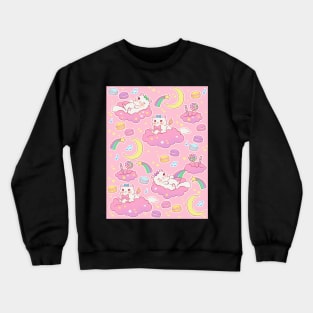 Dreamy Kitties on Pink Crewneck Sweatshirt